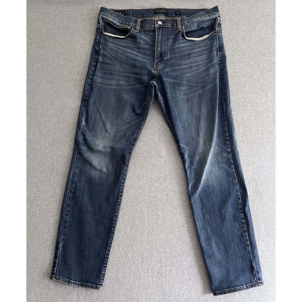 Lucky Brand Jeans Mens 38x32 121 Slim Straight Blue Denim Dark Wash Stretch Work